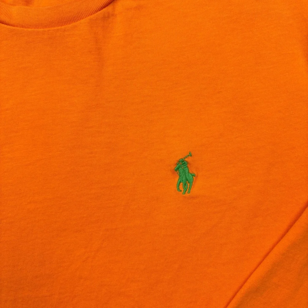 Polo Ralph Lauren Mens Orange Long Sleeve T-Shirt Cotton Pony Logo Small S/P